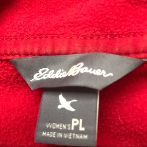 Eddie Bauer Red Fleece Petite Size Large Zippered Pockets Full Front Zip - Picture 5 of 8